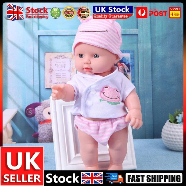 30cm Finished Doll Washable PVC 3D Prop Doll Baby Companion Toys (Pink) UK