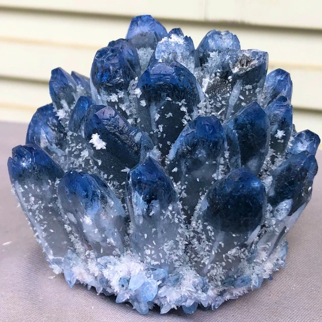 1.77LB New Find blue Phantom Quartz Crystal Cluster Mineral Specimen Healing 4