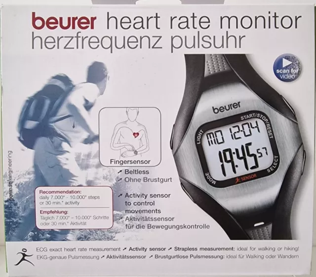 Beurer PM18 Herzfrequenz EKG Monitor Übungsaktivität Uhr Fingersensor Neu