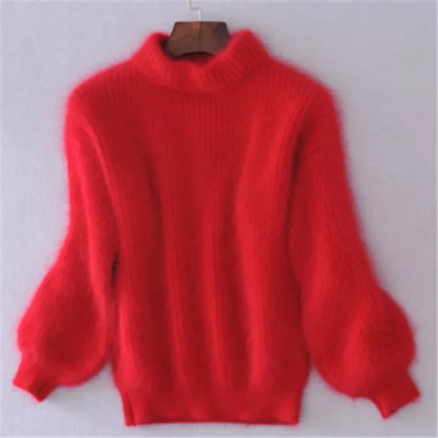 Lady Winter Fluffy Plush Jumper Angora Cashmere Blend Loose Warm Sweater