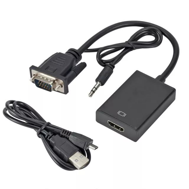 VGA zu HDMI Buchse Konverter Adapter Kabel + 3,5 mm Audio & USB Kabel für PC HDTV