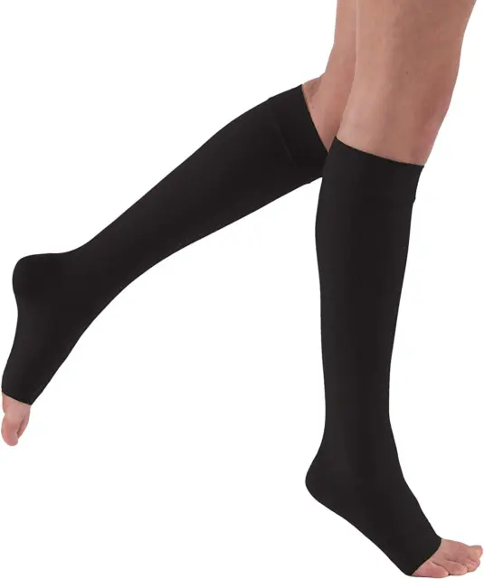 RELIEF KNEE HIGH 20-30 Mmhg Compression Stockings, Open Toe, Black ...