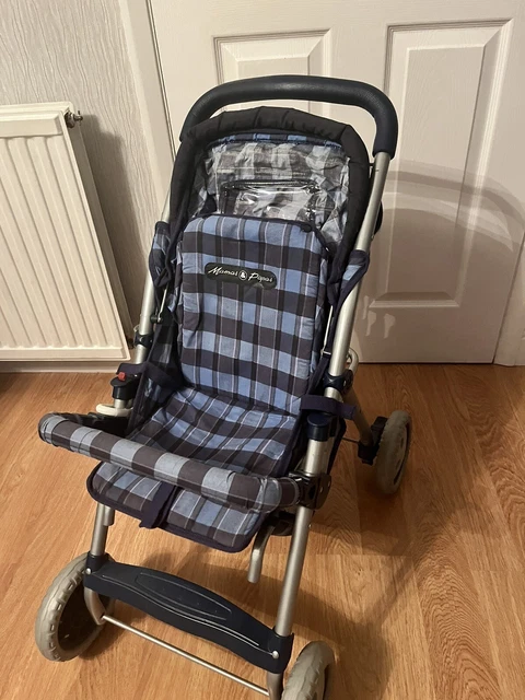 Vintage Reclining Dolls Mamas And Papas Pushchair With Rain Cover