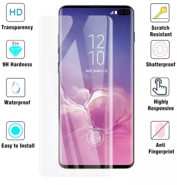 Pellicola Vetro Temperato Curvo Per Samsung Galaxy S10 Plus + Protezione Display