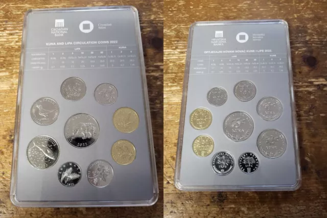 Kroatien Kuna-Kursmünzensatz 2022 PP  Nur 2.000 Stück! Der letzte Kunasatz in PP