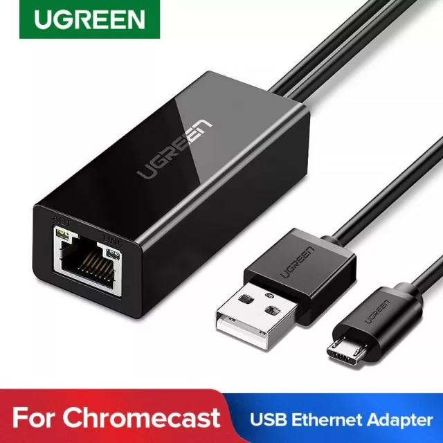 UGREEN Ethernet USB Adapter Micro USB to RJ45 Network Adaptor  Fr Chromecast 1,2