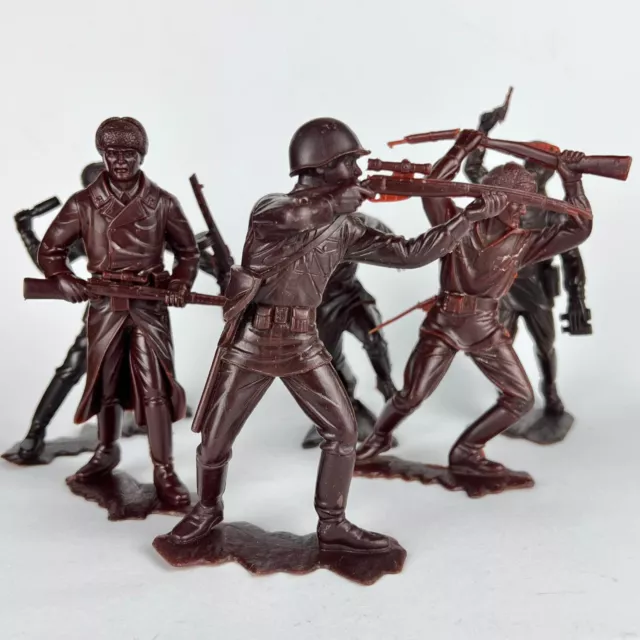 Vintage Set of 6 Huge Soviet USSR Solid Plastic Toy Soviet Soldiers Red Army WW2