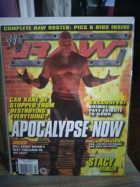 2003 WWE Raw Magazine Kane Cover w/ Wrestlemania IX Poster - WWF Attitude