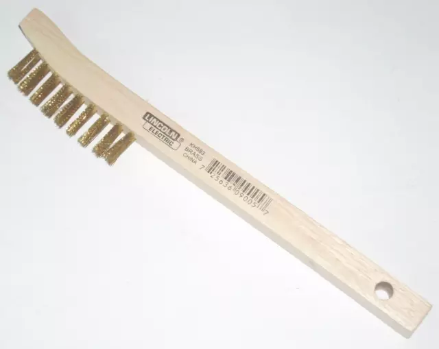 Lincoln KH583 Brass Wire Brush w Wood Handle Knuckle Brush 9 Row 8 3/4 in Long