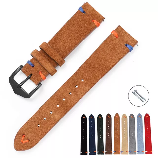 Suede Leather Bracelet Watch Band Strap 20mm 22mm Quick Release Smart Watchband