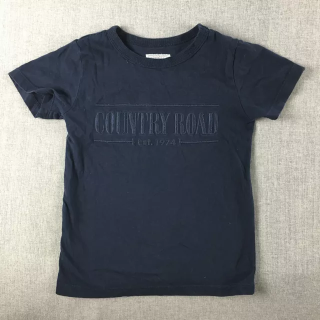 Country Road Kids Boys T-Shirt Size 2 Toddler Navy Blue Embroidered Logo Top