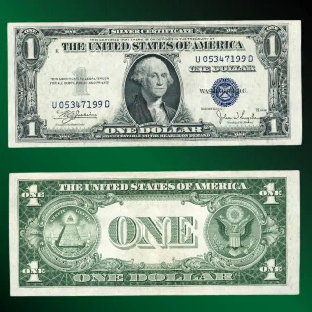 1935 $1 One Dollar Silver Certificate, Blue Seal, About Uncirculated (AU)