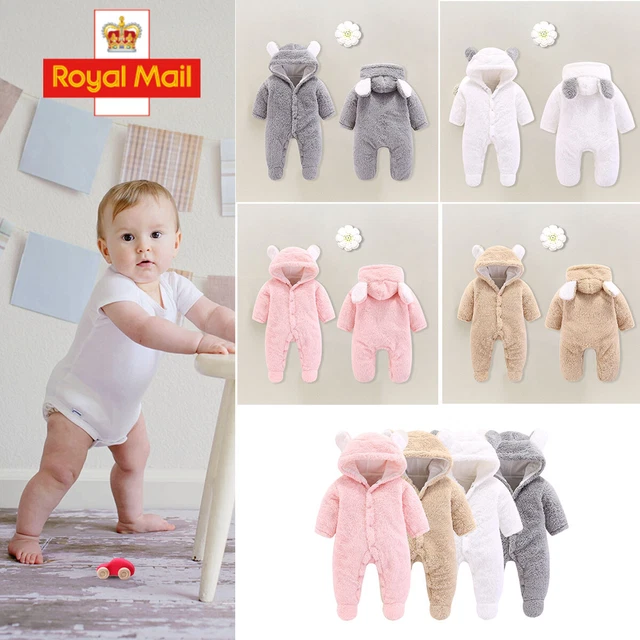 Tuta tutina con cappuccio neonato bambino unisex bambini orso con cappuccio body abiti Regno Unito