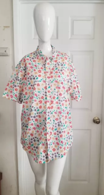 J.Crew Mens Classic Button Down Shirt Floral Print Short Sleeve Size L