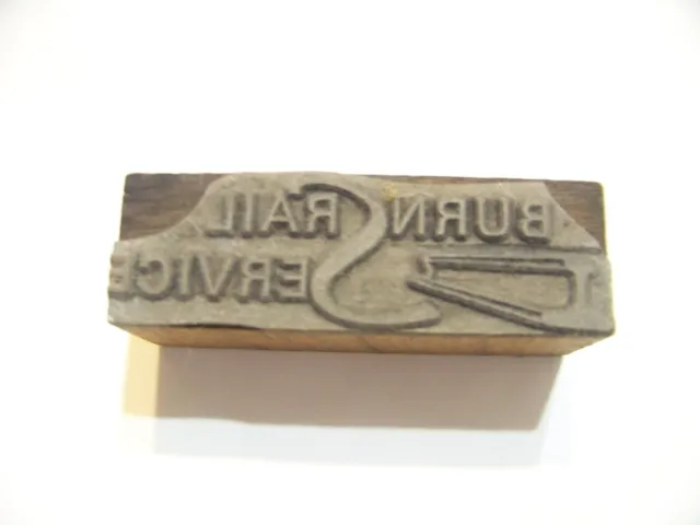 Vintage advertising Burns Rail Service railroad printers block metal stamp train