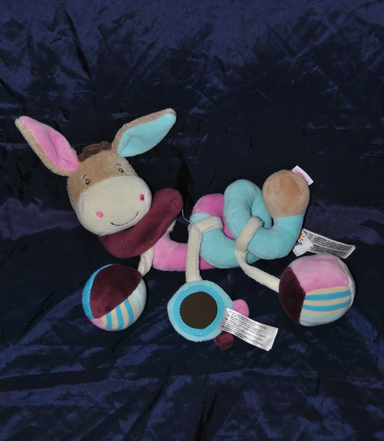 Peluche Ane Tortillon d'Activités BABYSUN BABY SUN Miroir Balle Grelot Etat NEUF