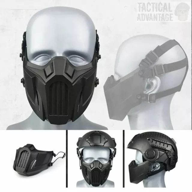 Black Tactical Airsoft Half Face Paintball Mask Helmet Compatible Protective UK