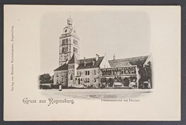 Ansichtskarte AK Postkarte Lithographie - Gruß aus Regensburg, Emmeranskirche.