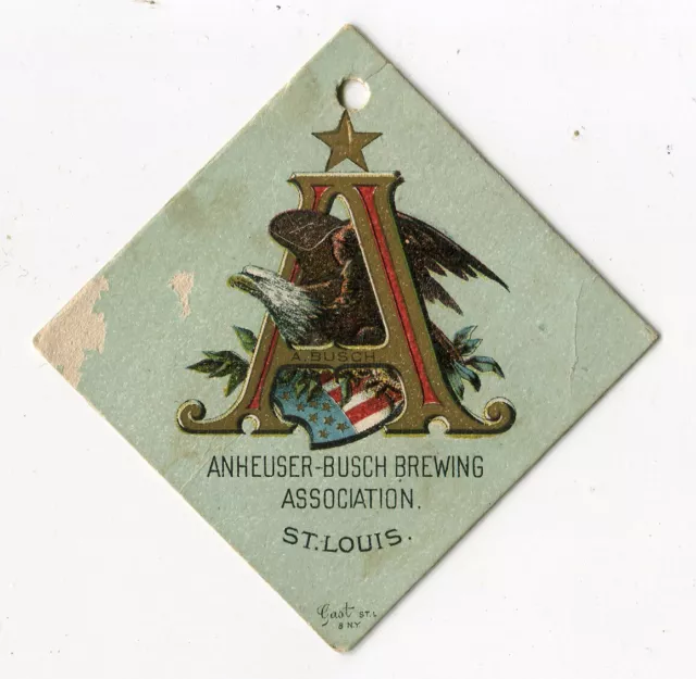 Scarce Pre Pro Anheuser Busch Beer Paper Litho Sign or Fan Pull St Louis MO AB