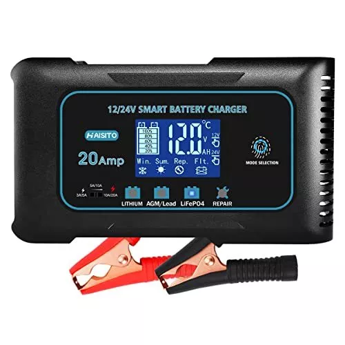 20-Amp LiFePO4 Battery Charger,Lithium,Lifepo4,Lead-Acid(AGM/Gel/SLA..)12V and