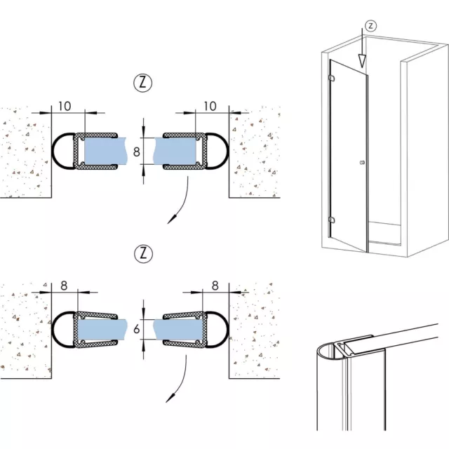 Glas-Türdichtung Douche Joint D'Protection contre les Surtensions 1000 MM 2