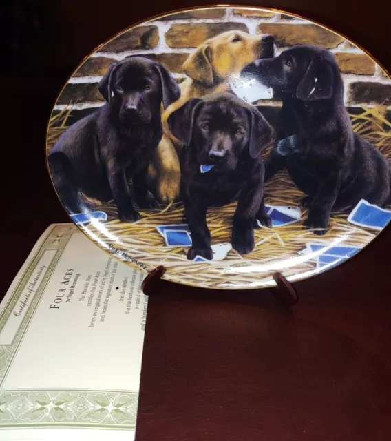 Four Aces COA Dogs Labs Labrador Puppies Franklin Mint Nigel Hemming