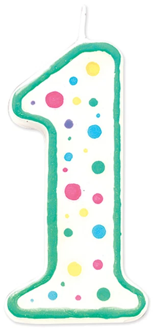 Paquete de 6 velas numéricas de lunares 3" 1/paquete-#1 verde -W91-01
