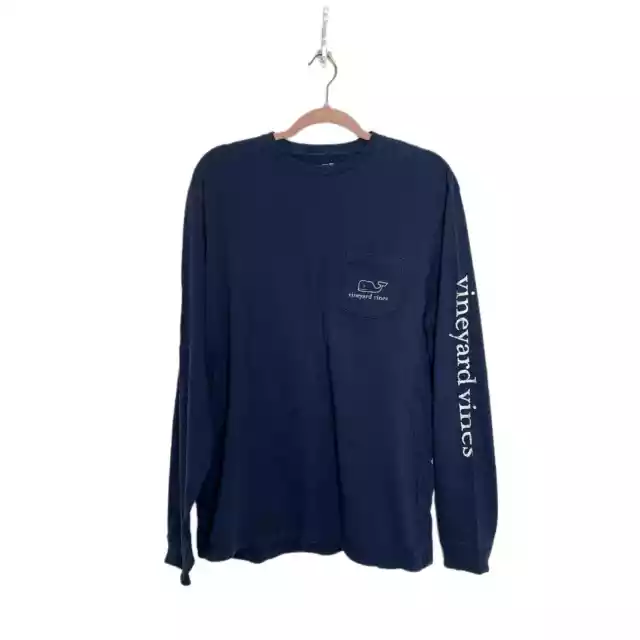Mens Vineyard Vines Navy Blue Whale Graphic Long Sleeve Tee Shirt Size M