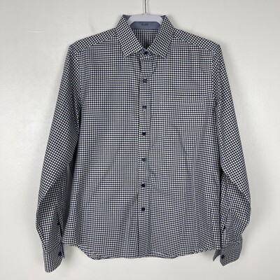 J. Hilburn Mens Custom Shirt 15.5 35 Small Blue 100% Cotton Button Down EUC
