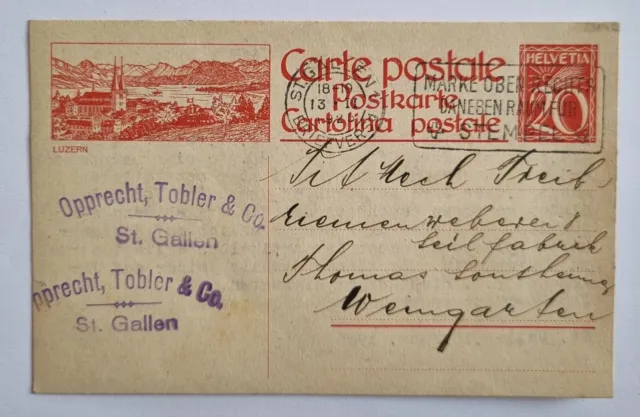 Schweiz Bild-Postkarte LUZERN - St. Gallen nach Weingarten Deutschland 1925