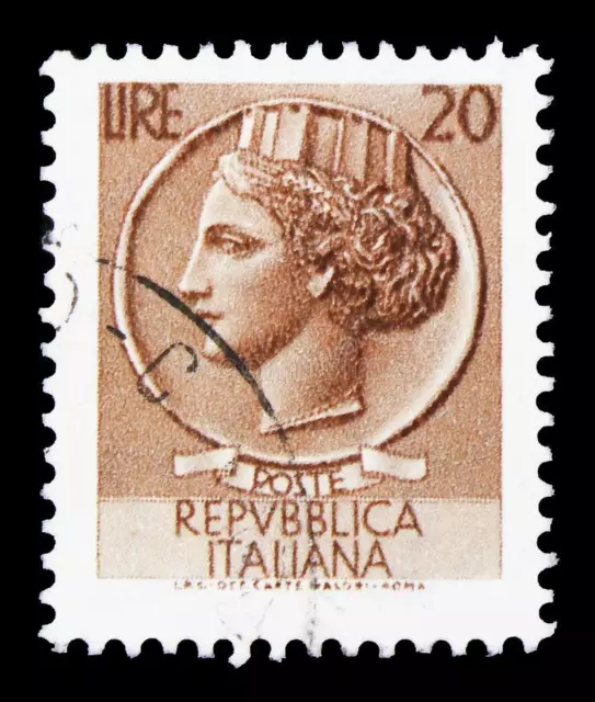 Vintage Rare Repvbblica Italiana Post Stamps 20 URE 1955 - 20 Liras