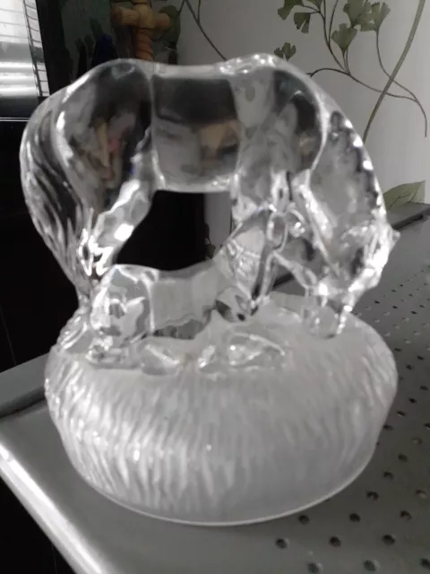 VINTAGE RARE STUNNING CRYSTAL GLASS Horse And Foal Ornament RCR PAPER WEIGHT
