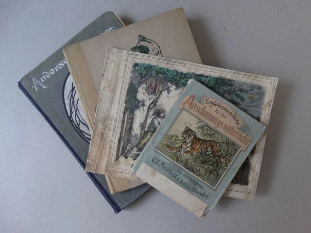 4 Werke - Kinderbuch Reime Illustration Märchen Andersen Kater Schulbuch - 1920