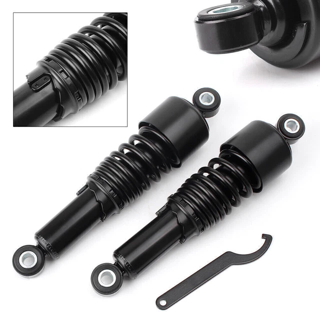 Rear Air Shock Absorbers Spring Suspension Universal For Street Bikes ATV Black