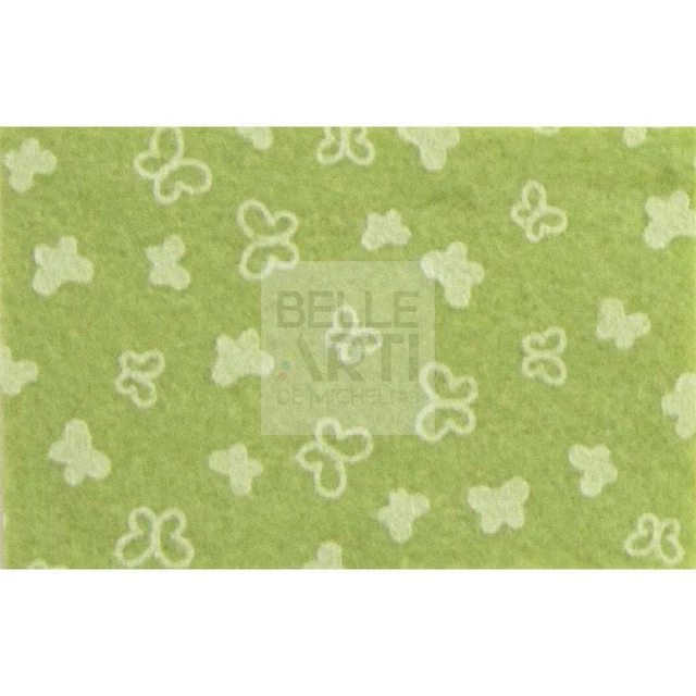 Panno Lenci 1 Mm 30X40 Cm Verde Salvia/ Bianco Farfalle