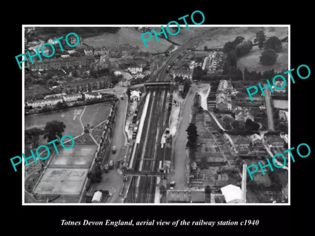 OLD LARGE HISTORIC PHOTO OF TOTNES DEVON ENGLAND THE RAILWAY STATION c1940