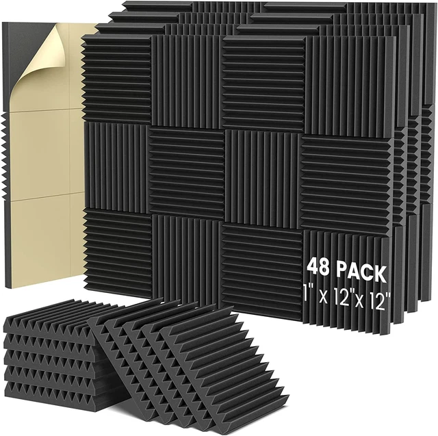 Acoustic Foam Panels,1″ X 12″ X 12″ Self-Adhesive Sound Proof Foam...