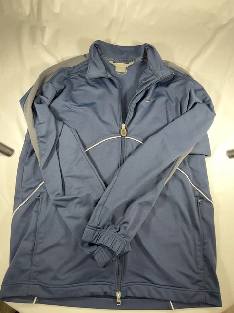 Vintage Nike Mens Size M  BLUE ATHLETIC Full Zip Softshell Warm Up Track Jacket