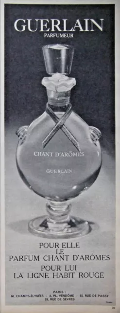 Publicité De Presse 1966 Parfum De Guerlain Elle Chant D'arômes Lui Habit Rouge