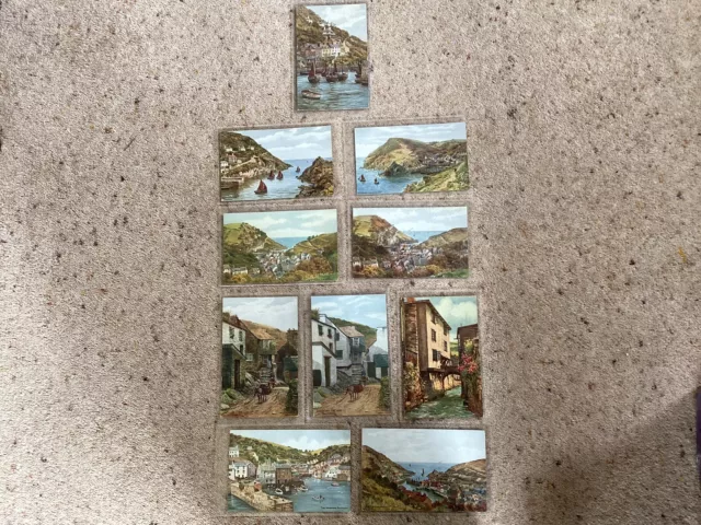 Polperro Cornwall AR Quinton Postcards X 10