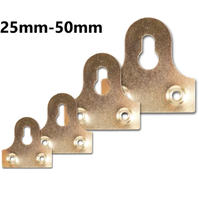 SMALL-LARGE MIRROR HANGING BRACKETS Brass Slotted Fixed Plate Flat Frame Fixing