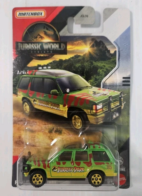 Voiture Miniature Matchbox 2025 Jurassic World ReBirth #5 Ford Explorer - Échelle 1:64 - Carte Longue