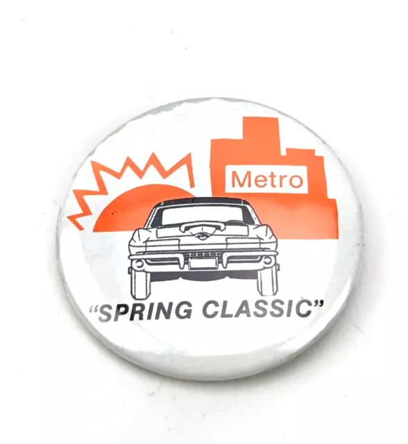 Vintage Spring Classic Metro Car Orange 2" Pinback Button Badge #D2