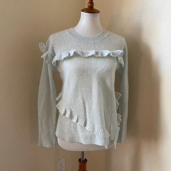 White & Warren Ruffle Cashmere Sweater