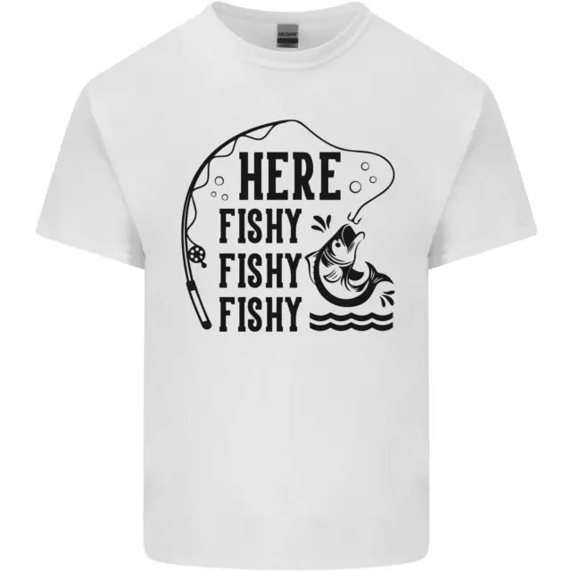 Here Fishy Fishy Funny Fishing Fisherman Mens Cotton T-Shirt Tee Top