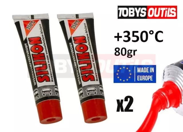 2x Pâte à joint haute température silicone d'étanchéité moteur ROUGE +350°C 80gr