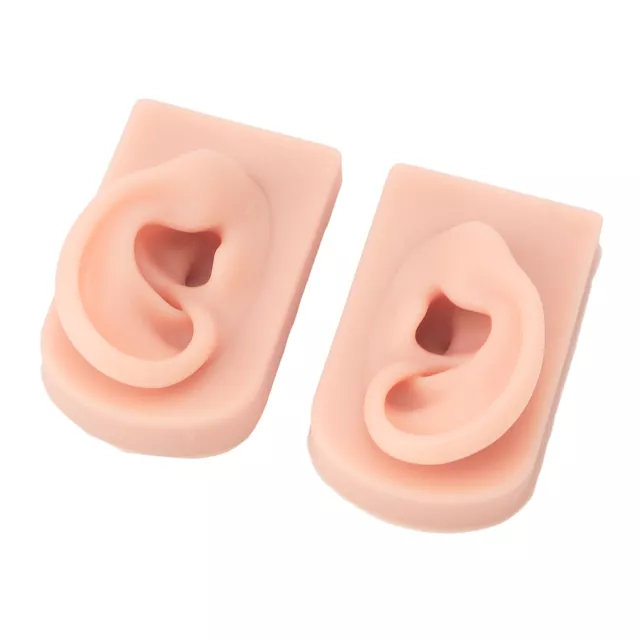 (Light Skin Color)1 Pair Silicone Ear Model Flexible Soft Reusable Simulate XXL