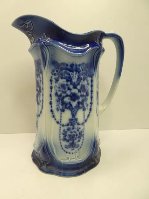 Antique Art Nouveau China Flo Blue Jug Stamped To Base Tr & Co Pottery England