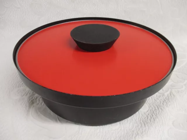 B W Buenilum Aluminum Super Mod Mid Century Casserole Server Red Black 1960's