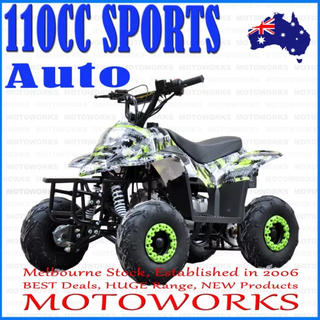 MOTOWORKS 110CC sports Auto ATV QUAD Dirt Bike Gokart 4 Wheeler Buggy kids GREEN